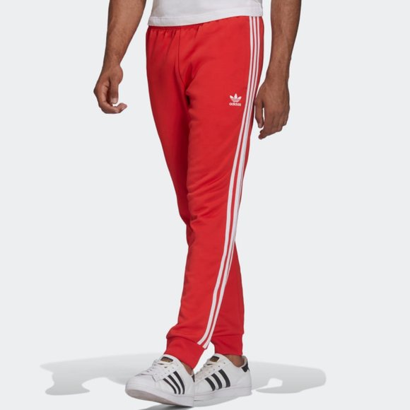 adidas Red Sweatpants with White Stripes - Picture 9 of 14